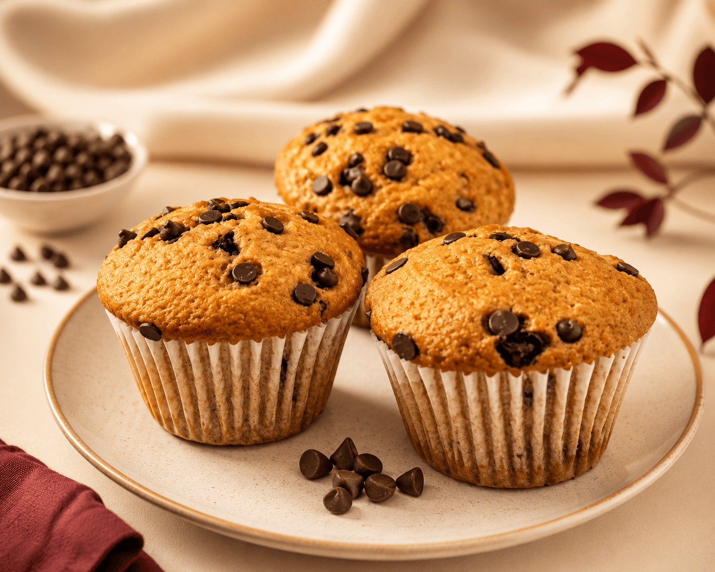 Cupcake de yogurt y chips de chocolate
